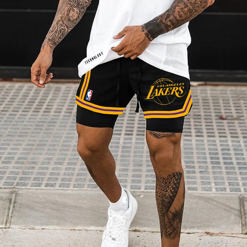 Men's Lakers Sports Double Layer Shorts