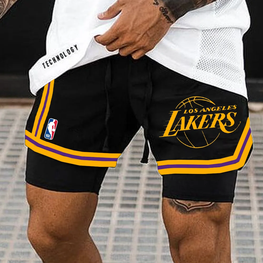 Men's Lakers Sports Double Layer Shorts