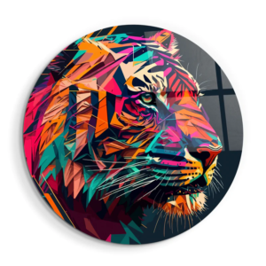 Tiger Illustration - Rounded - Glass Wall Art