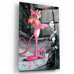 Pink Panther & Charlie - Designers Collection - Glass Wall Art