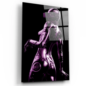 Robo Girl Metallic Purple - Designers Collection - Glass Wall Art