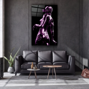 Robo Girl Metallic Purple - Designers Collection - Glass Wall Art