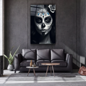 Sugar Skull Make Up - Designers Collection - Glass Wall Art