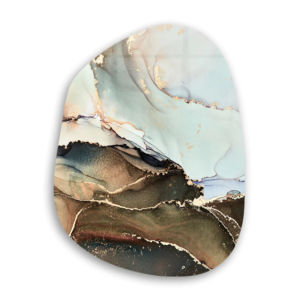 Marble Brown and Light Blue - Amorphous Collection - Glass Wall Art