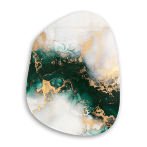 Green on Beige - Amorphous Collection - Glass Wall Art