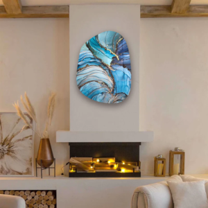 Blue Marble - Amorphous Collection - Glass Wall Art