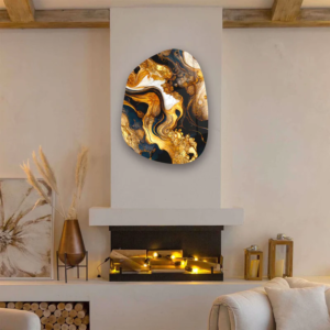 Golden Roots - Amorphous Collection - Glass Wall Art