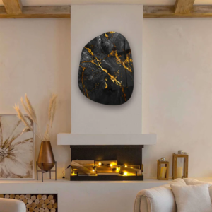 Black Marble - Amorphous Collection - Glass Wall Art