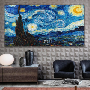 Van Gogh The Starry Night - Trio - Glass Wall Art