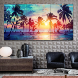 Palm Trees - Trio - Glass Wall Art