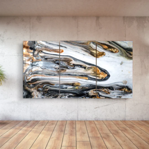 Marble with Golden Dust V2 - Trio - Glass Wall Art