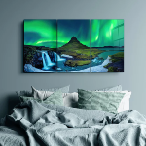 Aurora Borealis - Northern Lights - Trio - Glass Wall Art