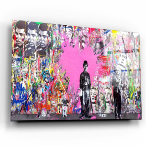 Banksy - Pink Love - Glass Wall Art