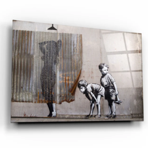 Banksy - Spying Boyz - Glass Wall Art