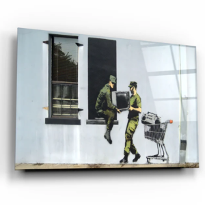 Banksy - Looting Soldiers - Glass Wall Art