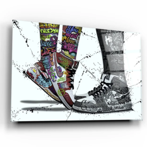 Banksy - Street Art Footwear V2 - Glass Wall Art